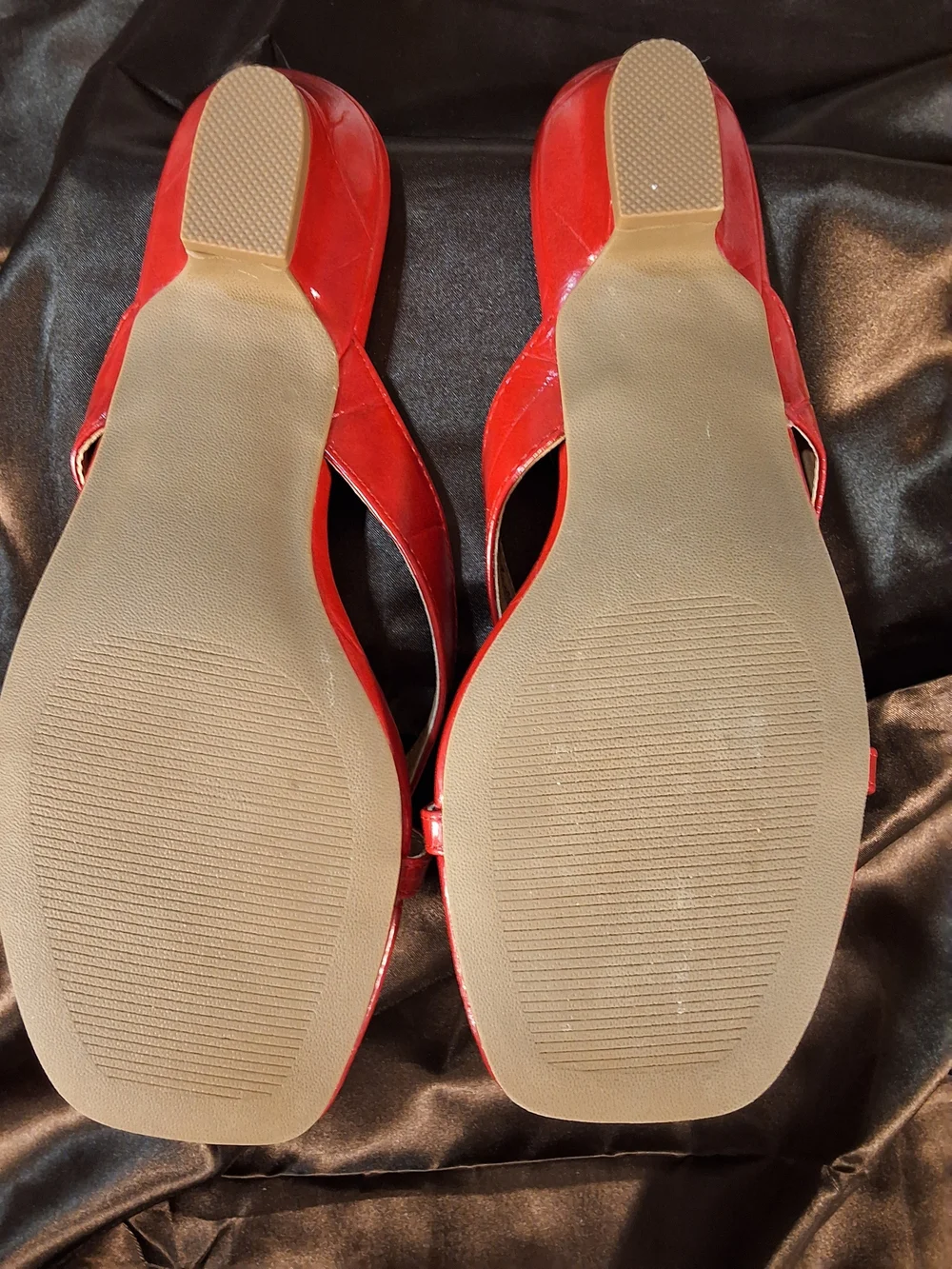 Dolce Vita DV Red Croc Embossed Toe Ring Slide Sandals Size 7